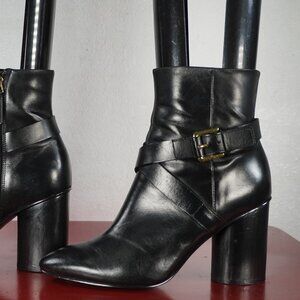 Women's Nine West Black Leather Ankle High Fashion Boots Booties 7.5